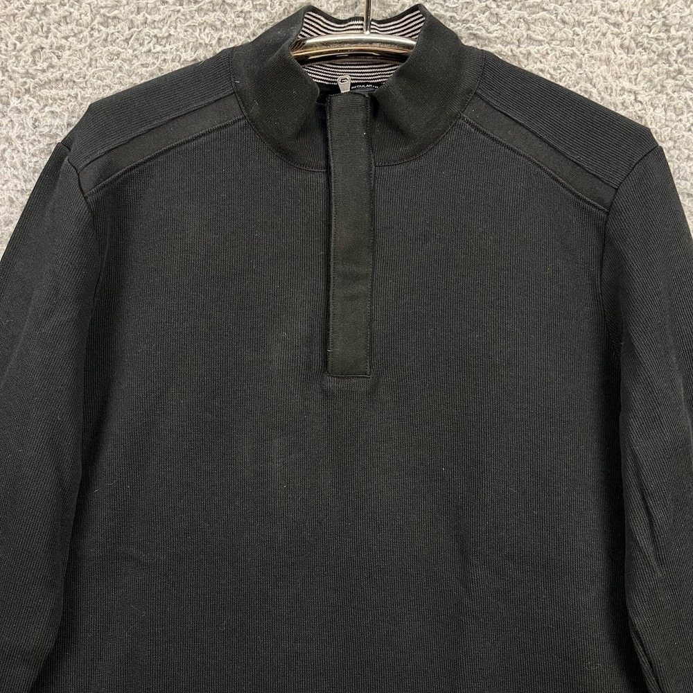Boss Hugo Boss Mens 1/4 Zip Mock Neck Sweatshirt Sweater Medium Black Cotton EUC